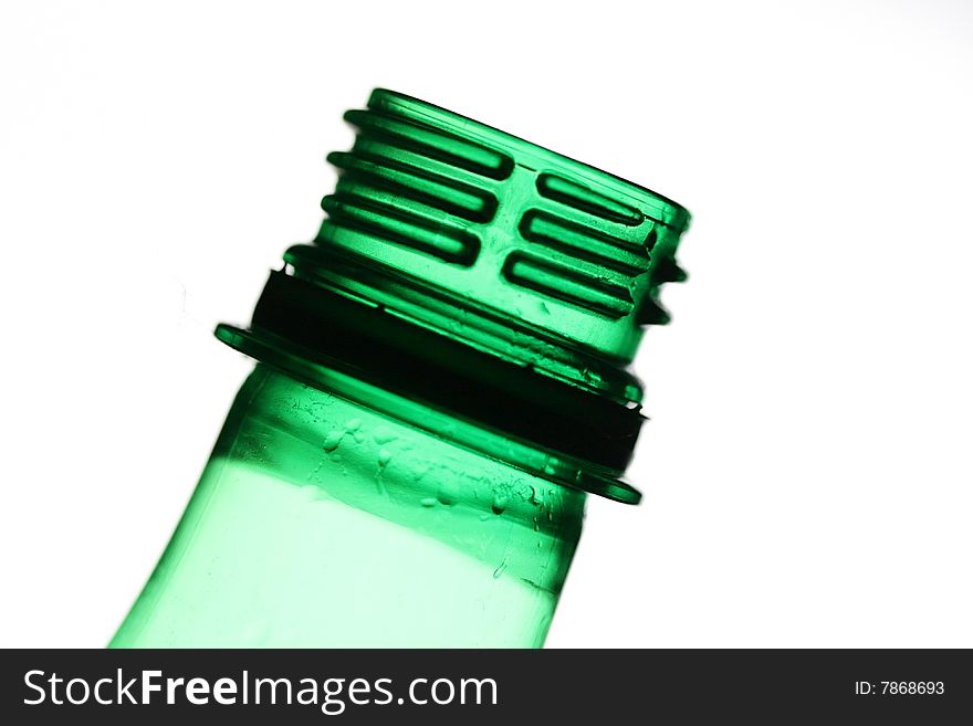 Green bottle mouth close up