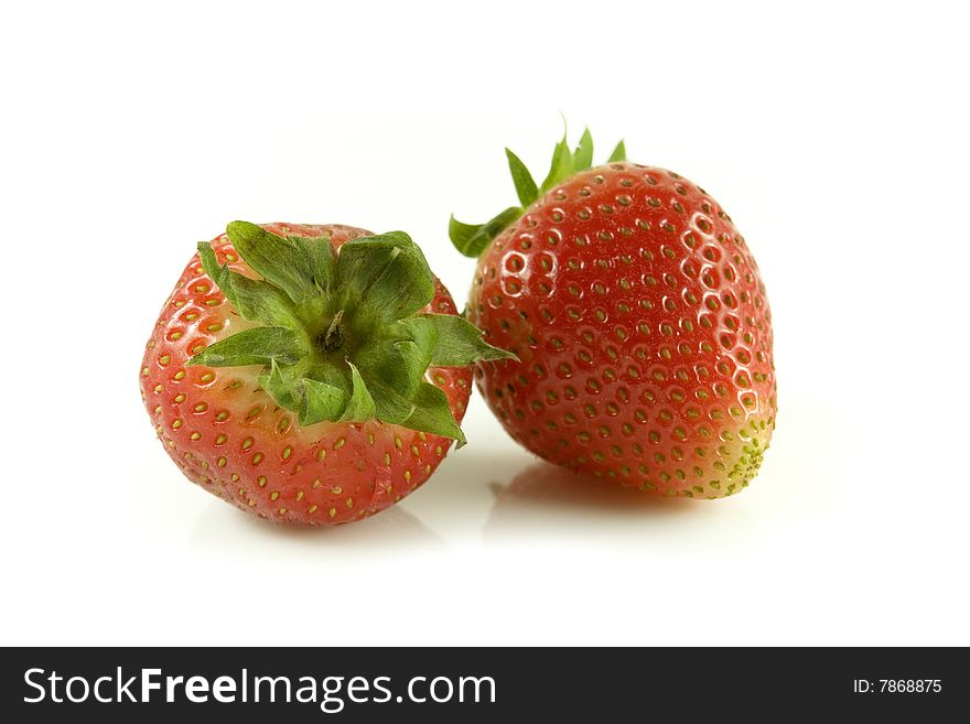 Red strawberries on white background. Red strawberries on white background