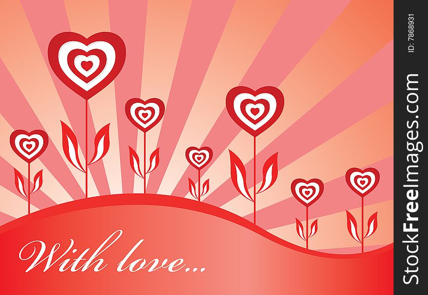 Red loving wallpaper with hearts and text