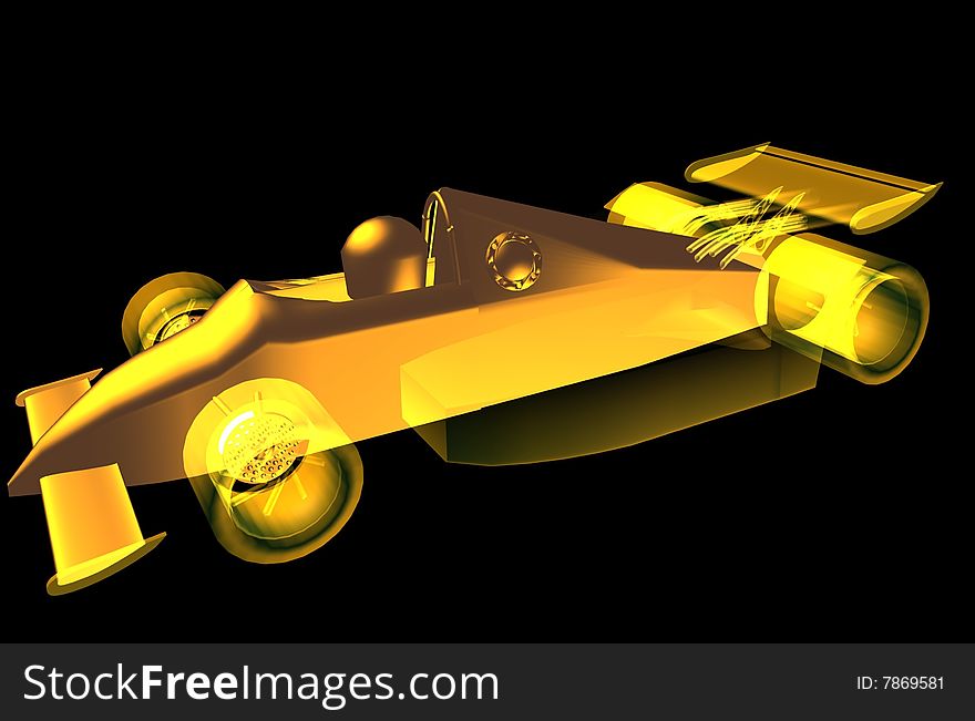 Formula car in 3d object, rendering with flare effect. Formula car in 3d object, rendering with flare effect