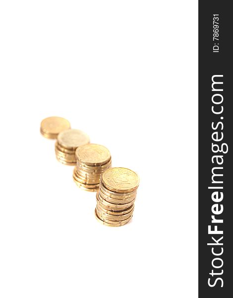 Stacked up coins. Isolated over white. Ideal Businesshot. Stacked up coins. Isolated over white. Ideal Businesshot.