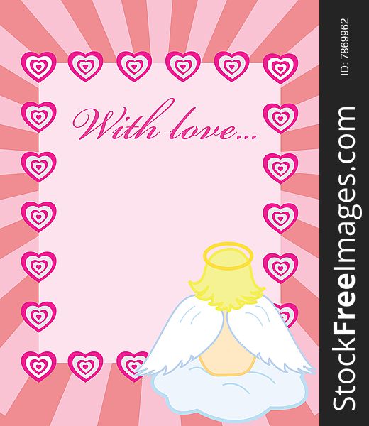 Valentine card with baby angel