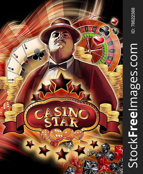 Illustrations casino theme with man tanding. Illustrations casino theme with man tanding