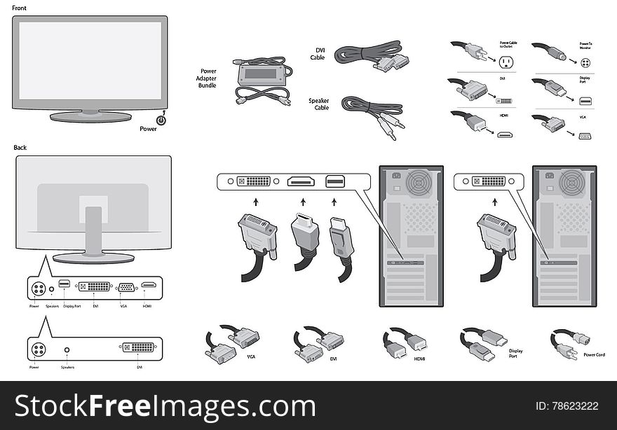 Illustrations computer hardware instructions isolated