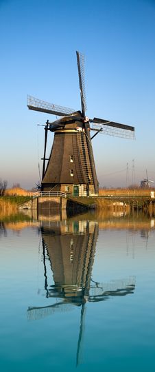 Dutch Windmill Reflecting On Water Stock Images Dutch Windmill Reflecting On Water Stock Images