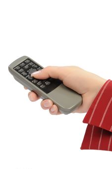 Womanish Hand Holds Remote Control Unit Royalty Free Stock Images Womanish Hand Holds Remote Control Unit Royalty Free Stock Images