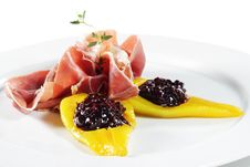 Ham With Pear And Berries Royalty Free Stock Image
