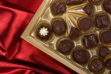 Chocolates Box On Red Satin Royalty Free Stock Photo Chocolates Box On Red Satin Royalty Free Stock Photo