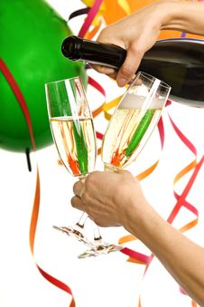 Party With Champagne And Carnival Decoration Stock Photos Party With Champagne And Carnival Decoration Stock Photos