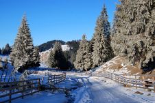 Winter Road In Mountains Royalty Free Stock Image Winter Road In Mountains Royalty Free Stock Image