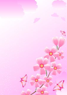 Cherry And Butterflies Royalty Free Stock Image