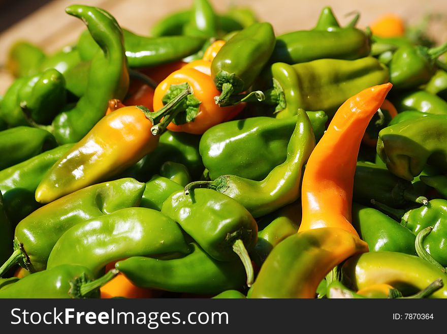 Pile Of Green Chili Peppers