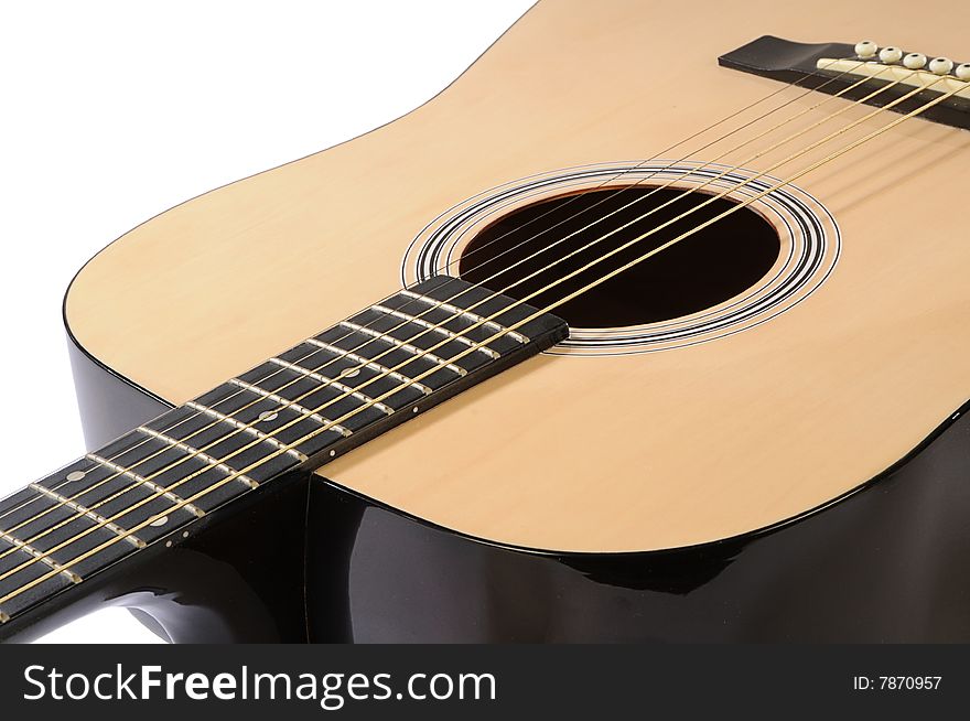 Part of acoustic guitar on the white background