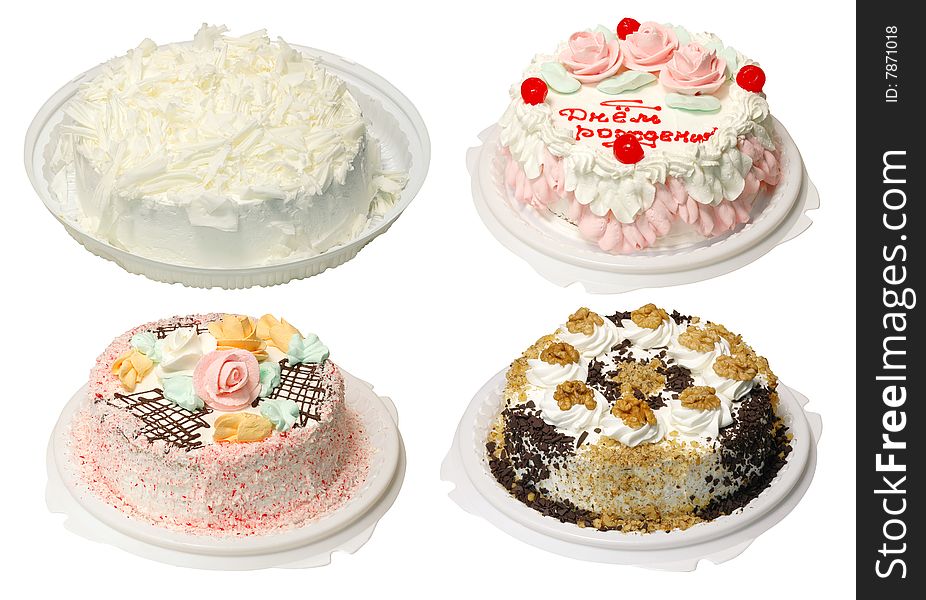 Collection of four cake with cream