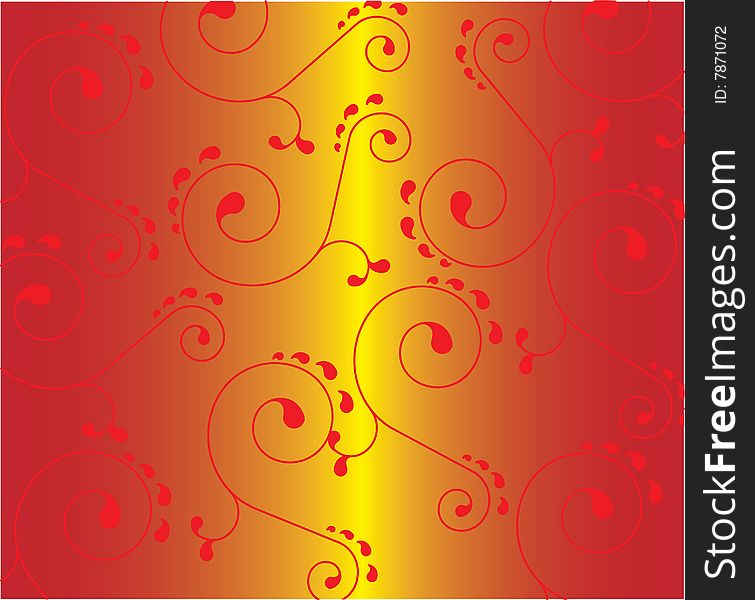 Spiral ornament on red background