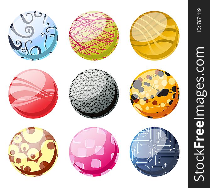 Vector illustration of the beautifull decoration balls set.