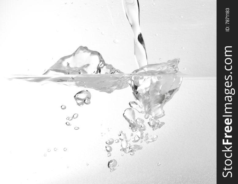 Some water bubbles white drop