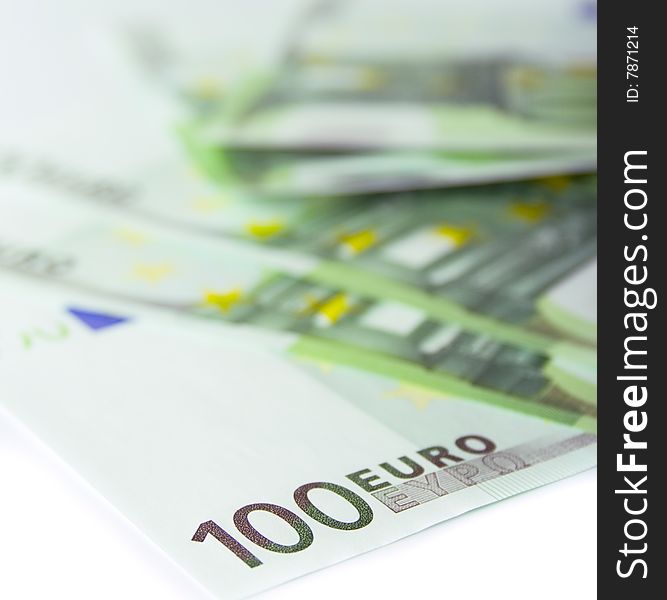 Some euro banknotes close up