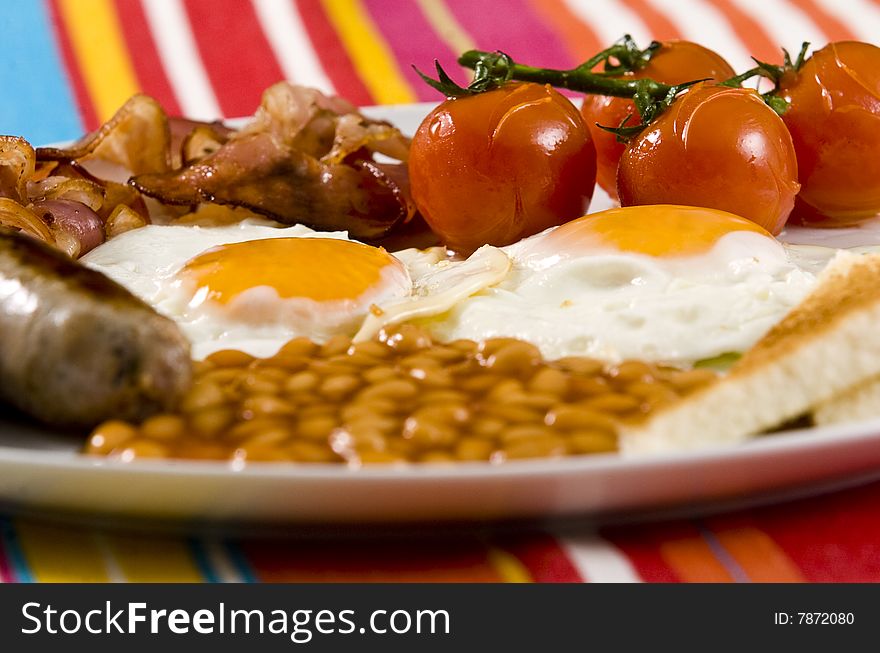 English breakfast served on white plate