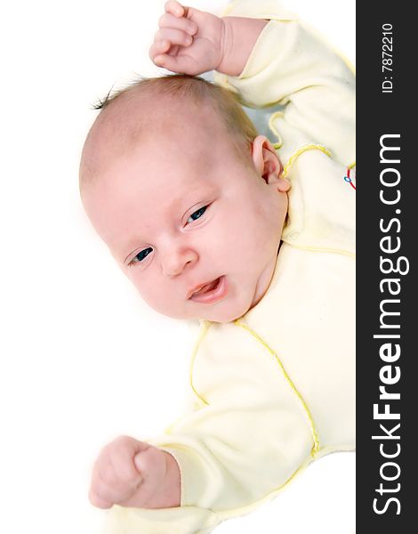 Baby portrait over white background