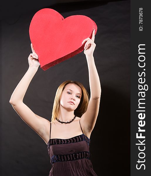 Cool Girl In Dress With Red Heart