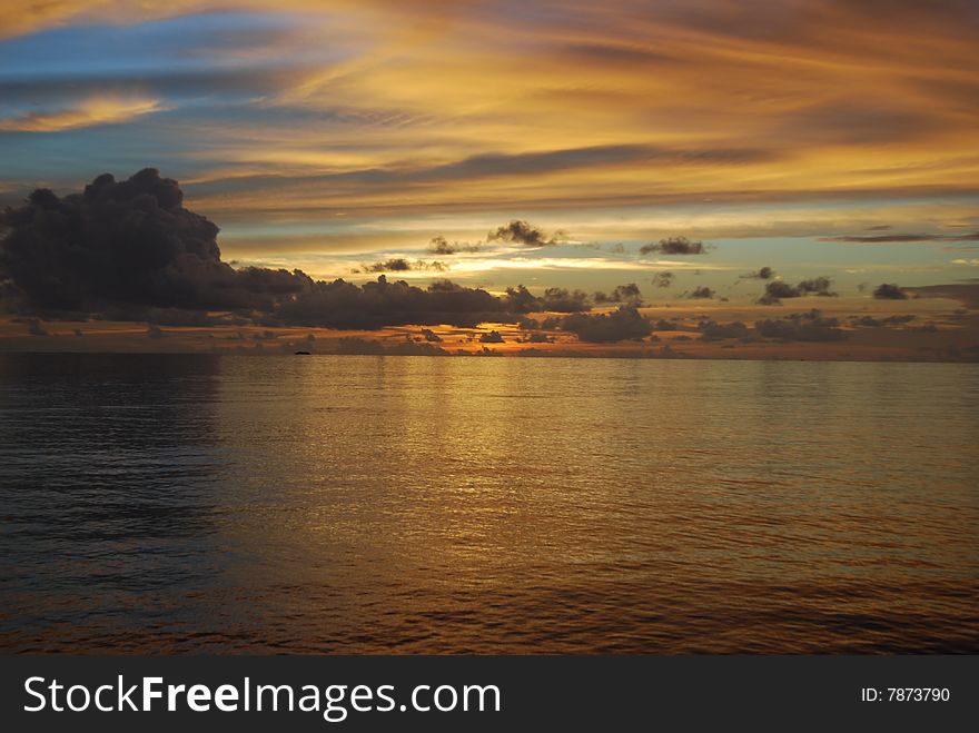 Colorful and charming sunset in the Indian ocean. Colorful and charming sunset in the Indian ocean.