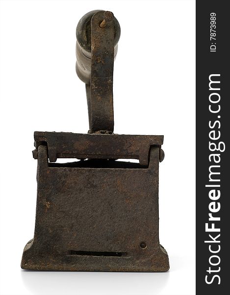 Old iron over white background