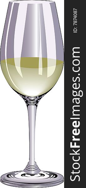 White wine and glass, vector