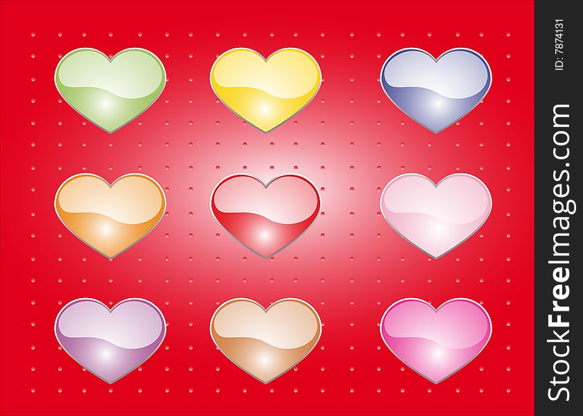 Illustration of Valentin´s background with red and white hearts