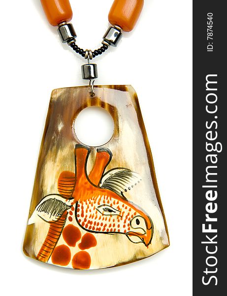 African Necklace with giraffe on white ground