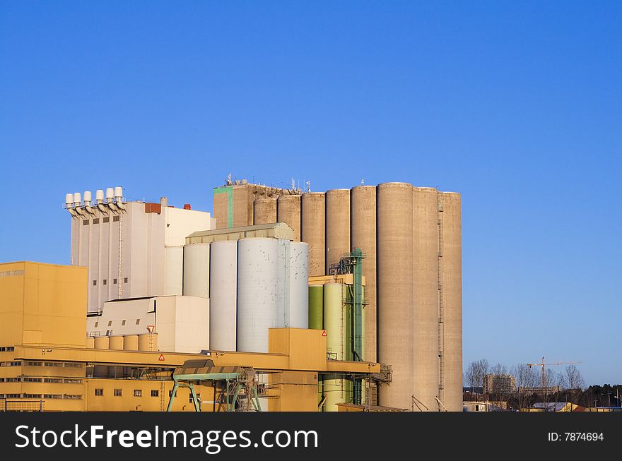 Big industrial buildings and silos