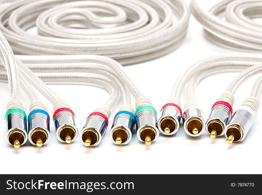 Component video and audio cable with a gold covering