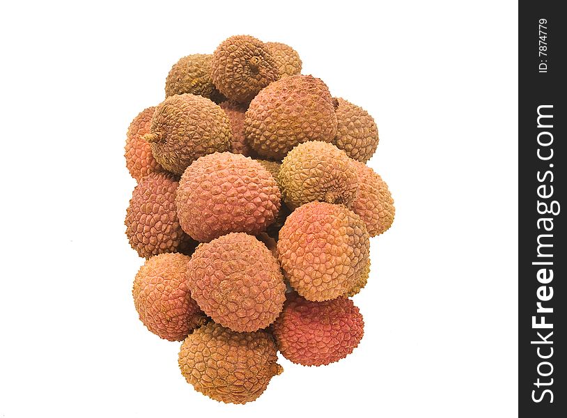A lychee is a small oval fruit with the hide of red color
