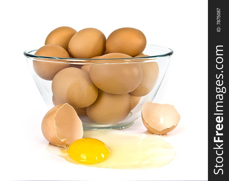 Bowl Of Eggs Over White