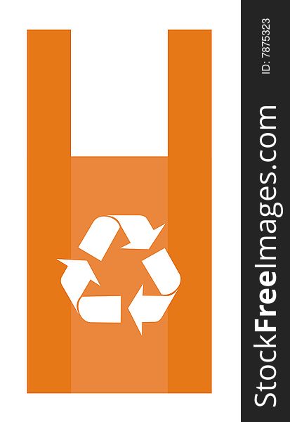 Recycling Symbol In A Red Shopping Bag