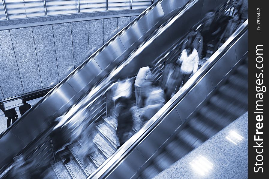 The escalator of a subway station.