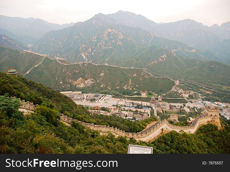 Great wall from china in the background. Great wall from china in the background