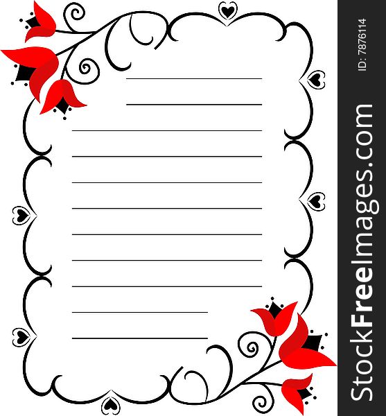 Floral frame with lined space for text. Floral frame with lined space for text