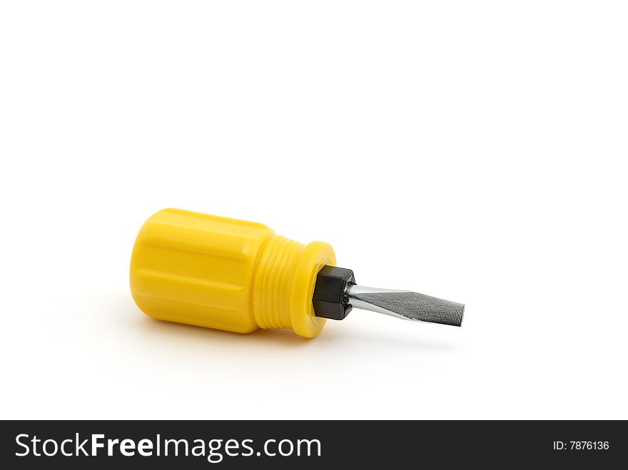 Screwdriver with yellow plastic handle. Screwdriver with yellow plastic handle