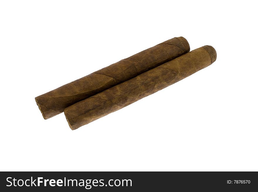Two cigars isolated on white