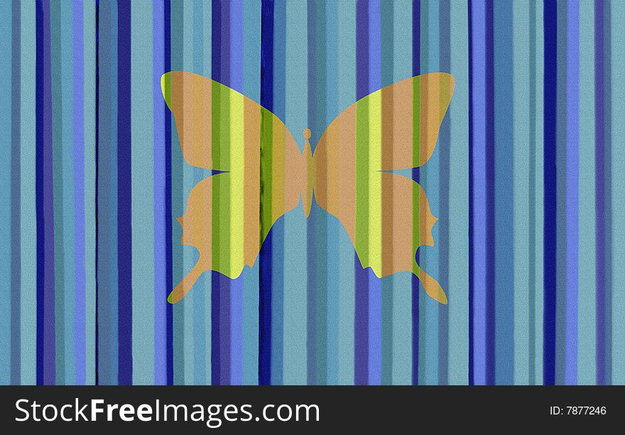 Blue Stripes with Butterfly