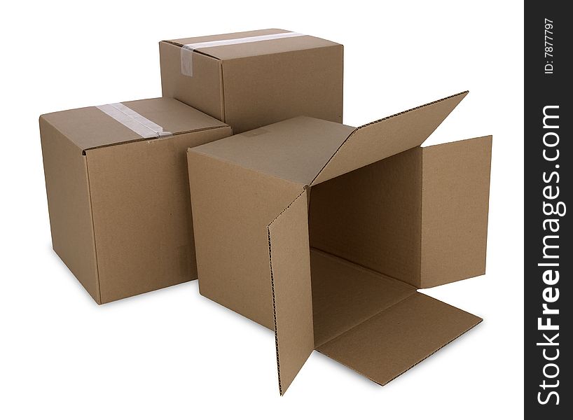 Isolated Cardboard Boxes with Path