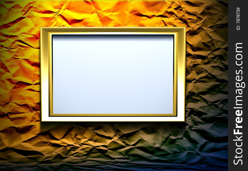 Gold frame on wrinkled background. Gold frame on wrinkled background