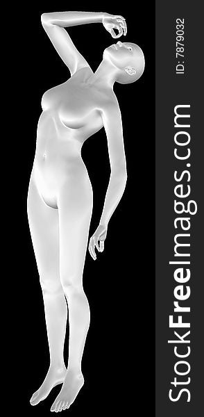 Woman plastic mannequin  in standing pose eating something isolated on black. Woman plastic mannequin  in standing pose eating something isolated on black.