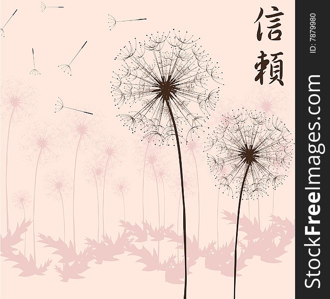 Dandelion in the Japanese style, background