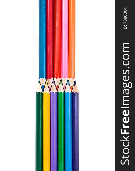 Photo of various color pencils. Teamwork concept. Photo of various color pencils. Teamwork concept
