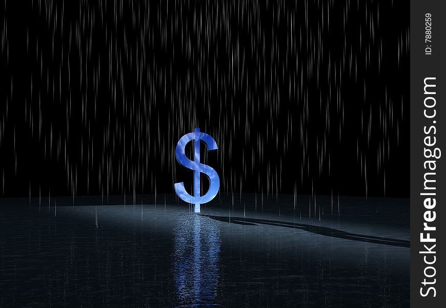 Dollar symbol isolated on black background. Dollar symbol isolated on black background