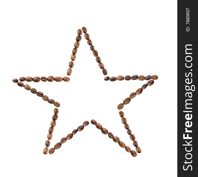 Star From Coffee Beans Isolated On White