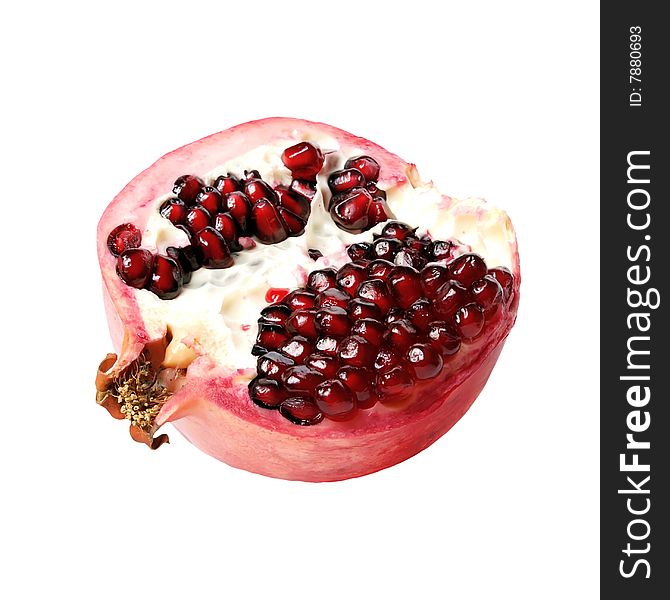 A beautiful picture of ripe pomegranate isolated on a white background