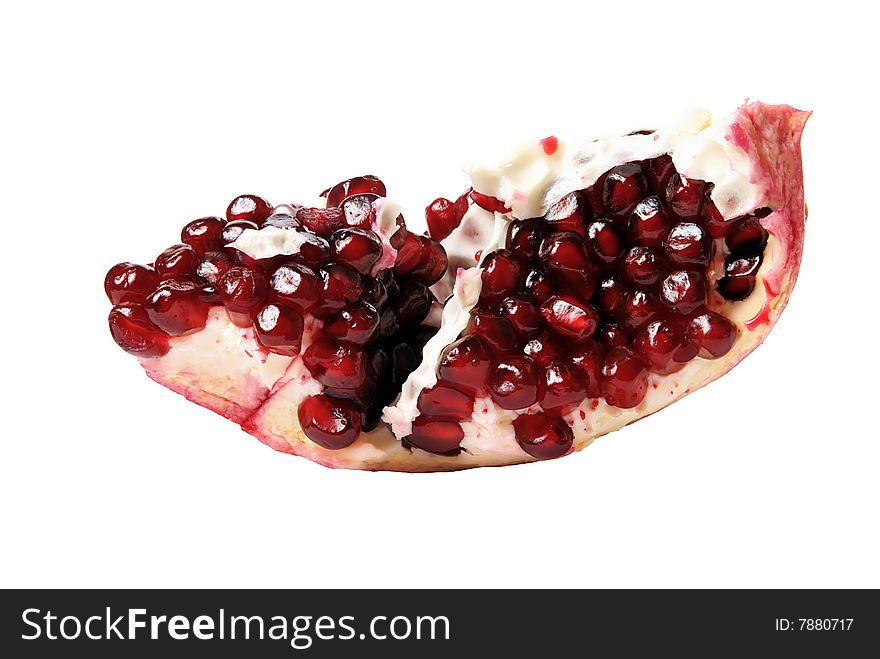 A beautiful picture of ripe pomegranate isolated on a white background